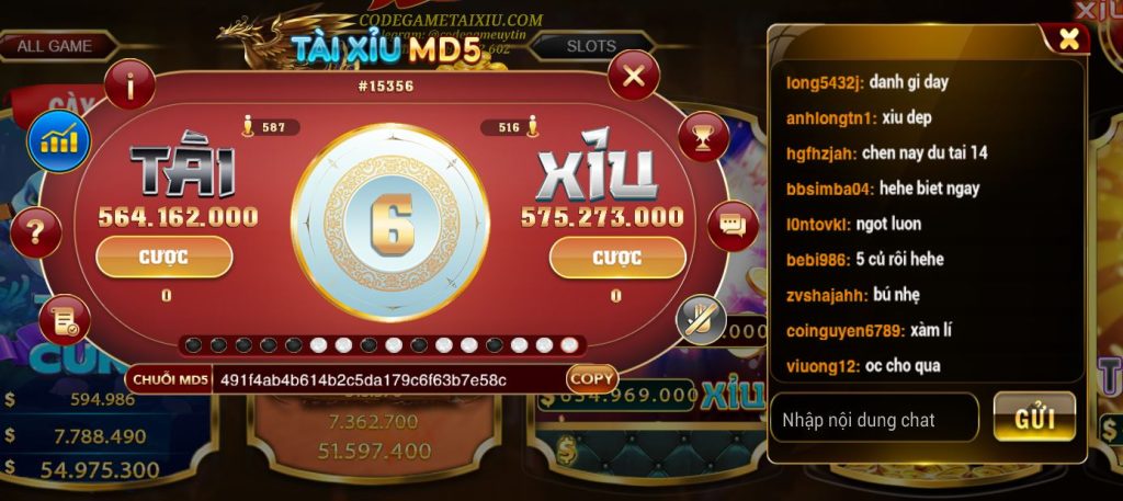 Code game tài xỉu md5