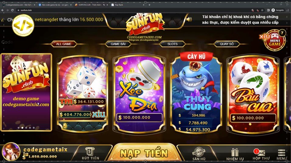 Video giới thiệu code game tài xiu, src game bài bộ go88, Nổ hũ rồng bay tài xỉu hot nhất hiện nay