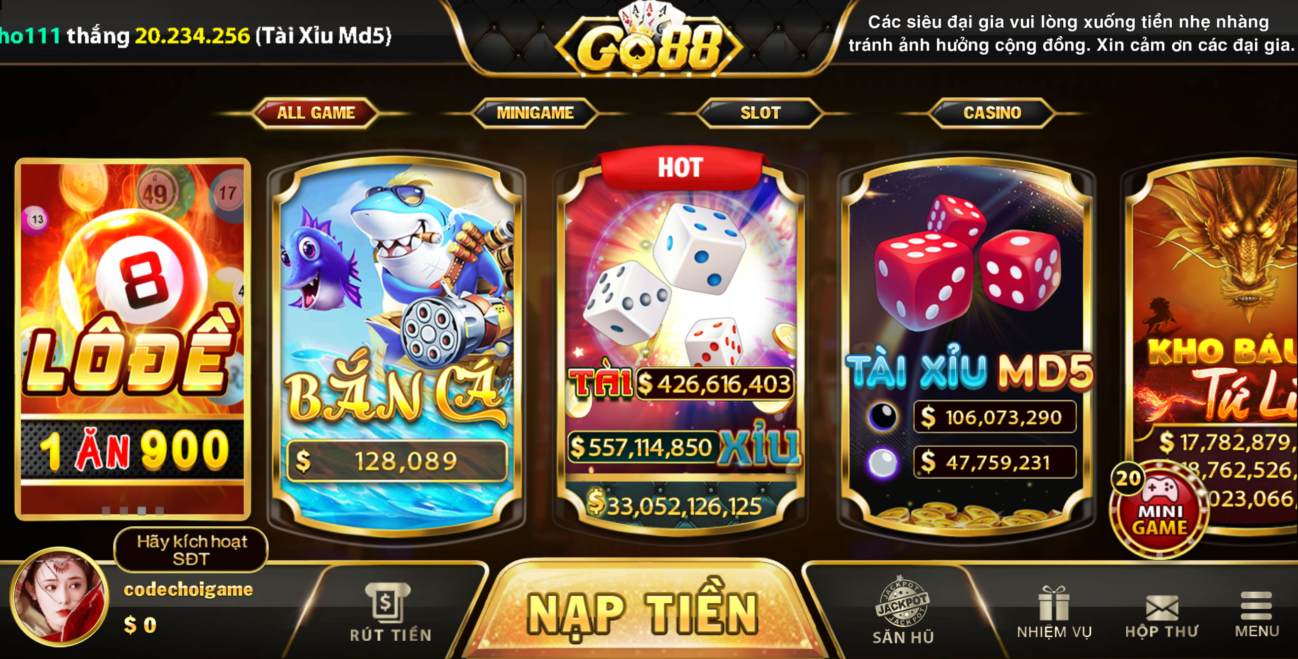 Code game tài xỉu, full source game bài, game nổ hũ, game xóc đĩa